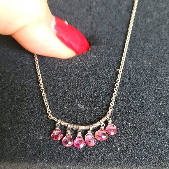 925 Silver Pink Garnet Malaya Gemstone Necklace